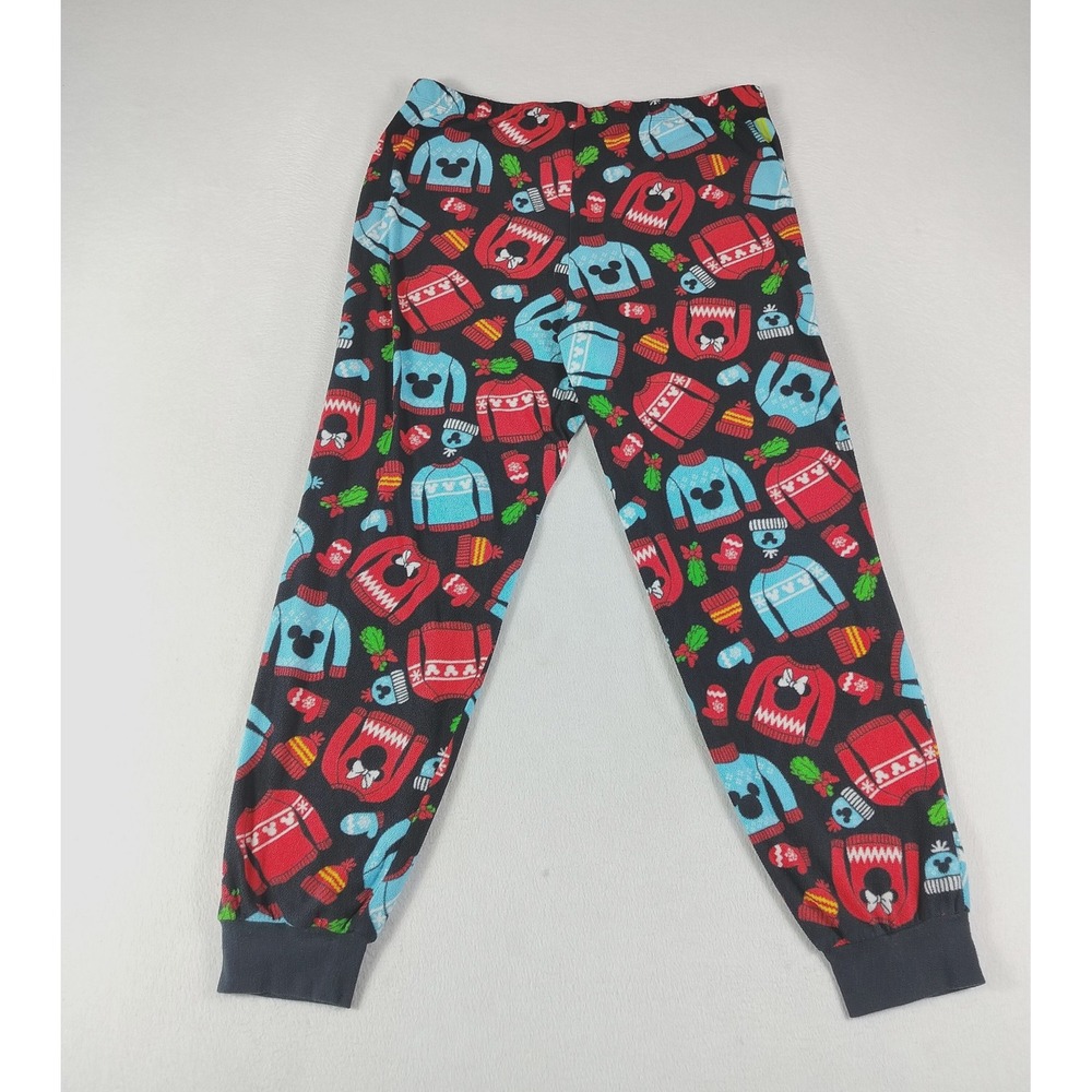 Disney Pajama Pants Youth Large 12-14 Black Fleece Mickey Mouse Christmas Jogger - Picture 2 of 7